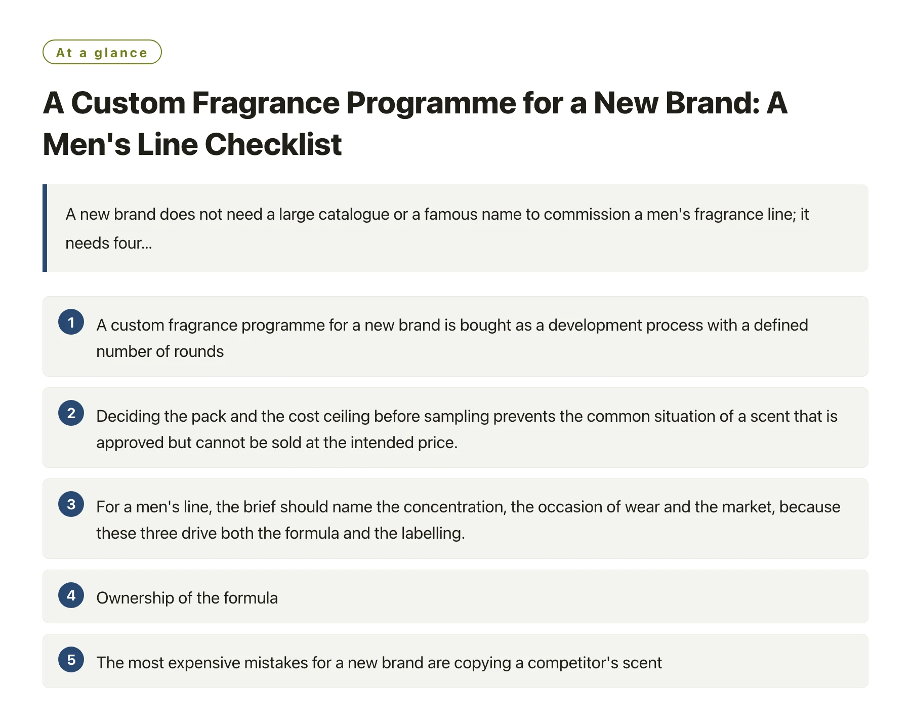 A Custom Fragrance Programme for a New Brand: A Men's Line Checklist——全文要点速览